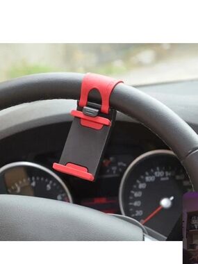 Universal Red & Black Steering Wheel Phone Mount Holder